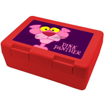 Pink Panther cartoon, Παιδικό δοχείο κολατσιού ΚΟΚΚΙΝΟ 185x128x65mm (BPA free πλαστικό)