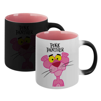 Pink Panther cartoon, Κούπα Μαγική εσωτερικό ΡΟΖ, κεραμική 330ml που αλλάζει χρώμα με το ζεστό ρόφημα (1 τεμάχιο)