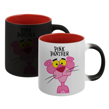 Pink Panther cartoon, Κούπα Μαγική εσωτερικό κόκκινο, κεραμική, 330ml που αλλάζει χρώμα με το ζεστό ρόφημα (1 τεμάχιο)