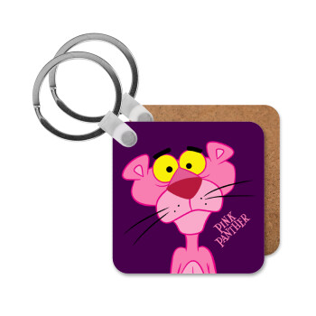 Pink Panther cartoon, Μπρελόκ Ξύλινο τετράγωνο MDF 5cm (3mm πάχος)