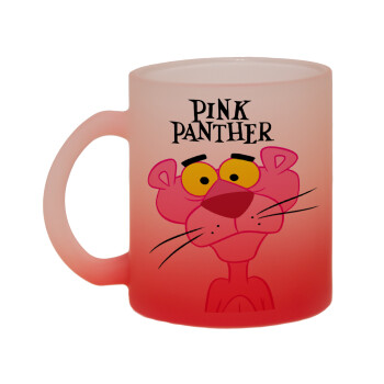 Pink Panther cartoon, Κούπα γυάλινη δίχρωμη με βάση το κόκκινο ματ, 330ml