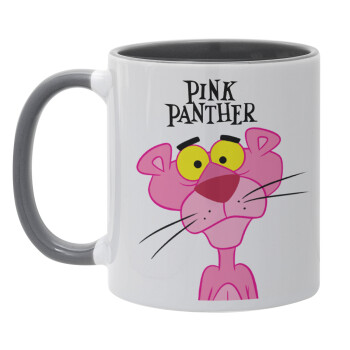 Pink Panther cartoon, Κούπα χρωματιστή γκρι, κεραμική, 330ml