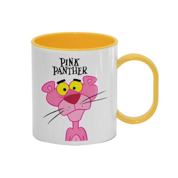 Pink Panther cartoon, Κούπα (πλαστική) (BPA-FREE) Polymer Κίτρινη για παιδιά, 330ml