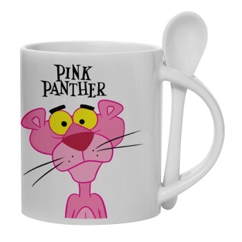 Pink Panther cartoon, Κούπα, κεραμική με κουταλάκι, 330ml (1 τεμάχιο)