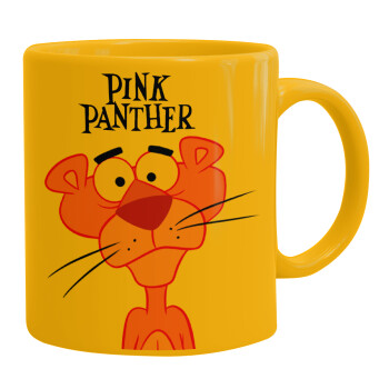 Pink Panther cartoon, Κούπα, κεραμική κίτρινη, 330ml