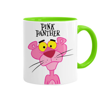 Pink Panther cartoon, Mug colored light green, ceramic, 330ml