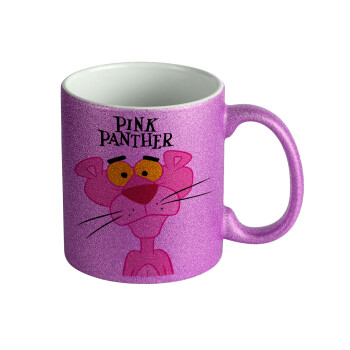 Pink Panther cartoon, Κούπα Μωβ Glitter που γυαλίζει, κεραμική, 330ml