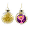 Transparent Christmas tree ball ornament with gold filling 8cm