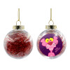 Transparent Christmas tree ball ornament with red filling 8cm