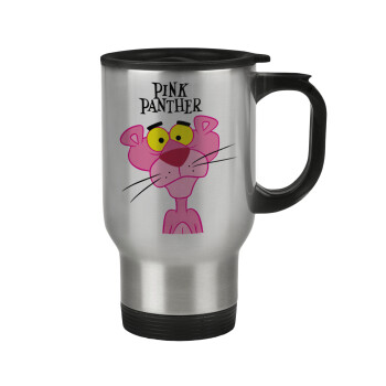 Pink Panther cartoon, Stainless steel travel mug with lid, double wall 450ml