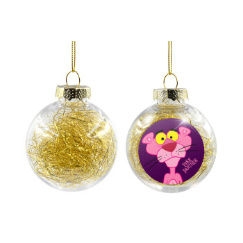 Pink Panther cartoon, Χριστουγεννιάτικη μπάλα δένδρου διάφανη με χρυσό γέμισμα 8cm