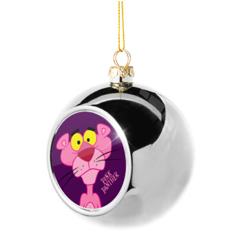 Pink Panther cartoon, Silver 8cm Christmas tree ball ornament