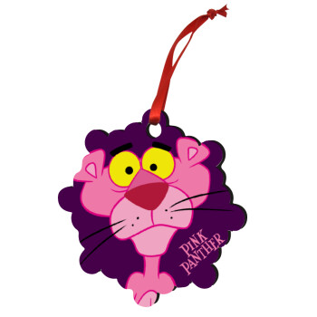 Pink Panther cartoon, Christmas ornament snowflake wooden 7.5cm