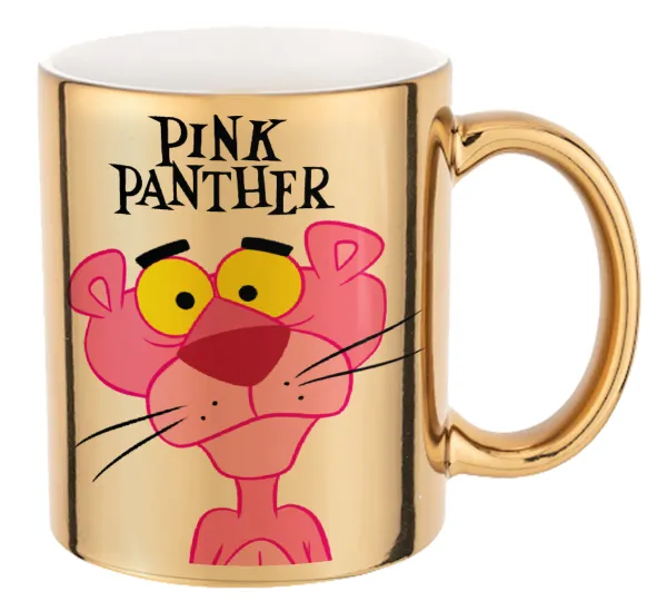 Pink Panther cartoon — Mug ceramic, gold mirror, 330ml