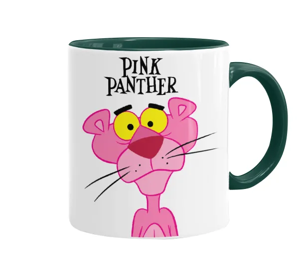 Pink Panther cartoon — Κούπα χρωματιστή πράσινη, κεραμική, 330ml