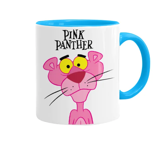 Pink Panther cartoon — Κούπα χρωματιστή γαλάζια, κεραμική, 330ml