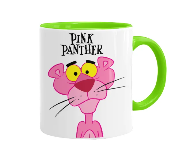 Pink Panther cartoon — Mug colored light green, ceramic, 330ml