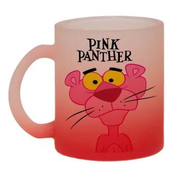 Pink Panther cartoon, Κούπα γυάλινη δίχρωμη με βάση το κόκκινο ματ, 330ml