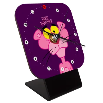 Pink Panther cartoon, Επιτραπέζιο ρολόι ξύλινο με δείκτες (10cm)