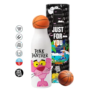 Pink Panther cartoon, Μπάλα μπάσκετ μεταλλικό παγούρι θερμός, διπλού τοιχώματος, 550ml