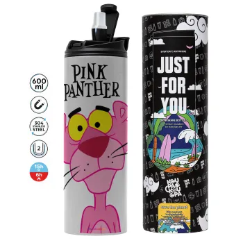 Pink Panther cartoon, Tumbler ποτήρι θερμό ΓΚΡΙ από ανοξείδωτο ατσάλι 600ml