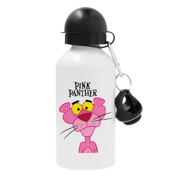 Pink Panther cartoon, Metal water bottle, White, aluminum 500ml