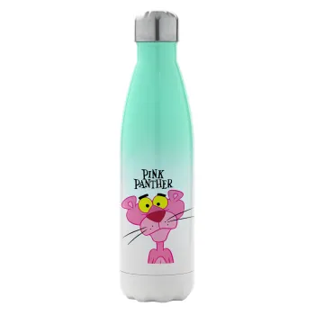 Pink Panther cartoon, Μεταλλικό παγούρι θερμός Πράσινο/Λευκό (Stainless steel), διπλού τοιχώματος, 500ml