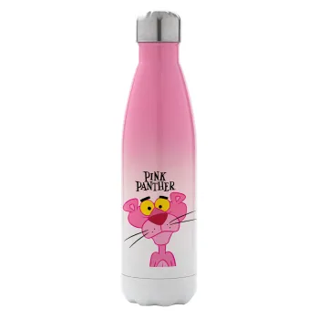 Pink Panther cartoon, Metal mug thermos Pink/White (Stainless steel), double wall, 500ml