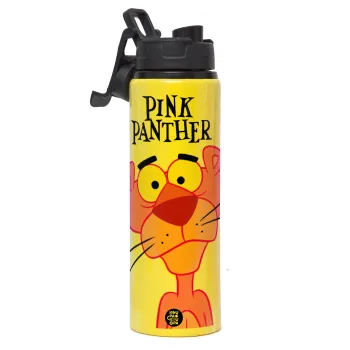 Pink Panther cartoon, Μεταλλικό παγούρι νερού με καπάκι ασφαλείας, αλουμινίου 850ml