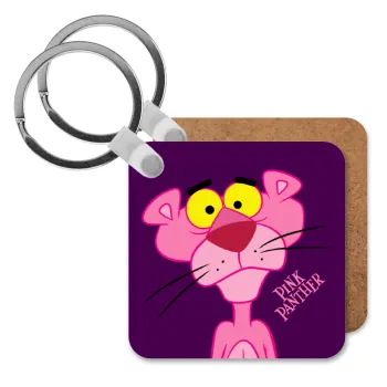 Pink Panther cartoon, Μπρελόκ Ξύλινο τετράγωνο MDF