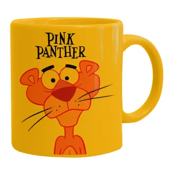 Pink Panther cartoon, Κούπα, κεραμική κίτρινη, 330ml