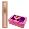 Easter Set, children's snack container PINK & scented flat Easter candle (30cm) (PINK)