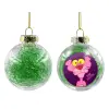 Transparent Christmas tree ball ornament with green filling 8cm