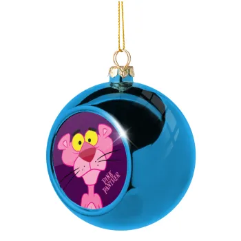 Pink Panther cartoon, Blue Christmas tree ball ornament 8cm