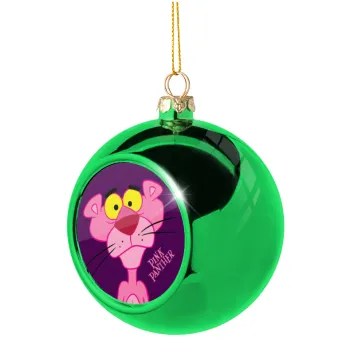 Pink Panther cartoon, Green Christmas tree ornament ball 8cm