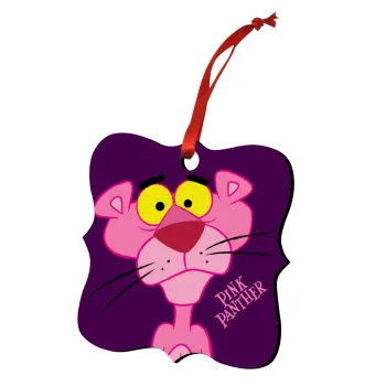 Pink Panther cartoon, Christmas ornament polygon wooden 7.5cm