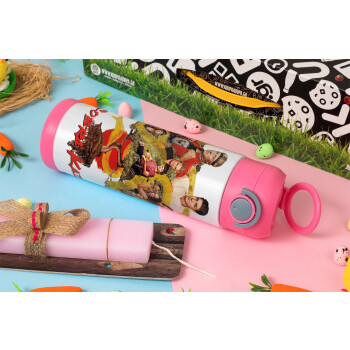 Cobra Kai tree, Πασχαλινή Λαμπάδα με Παιδικό παγούρι θερμό, ανοξείδωτο, με καλαμάκι ασφαλείας, ΡΟΖ (500ml)