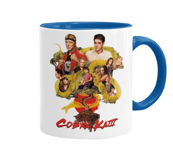 Cobra Kai tree — Mug colored blue, ceramic, 330ml