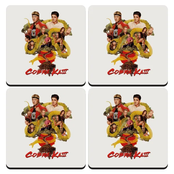 Cobra Kai tree — Σουβέρ ξύλινα τετράγωνα (9cm)