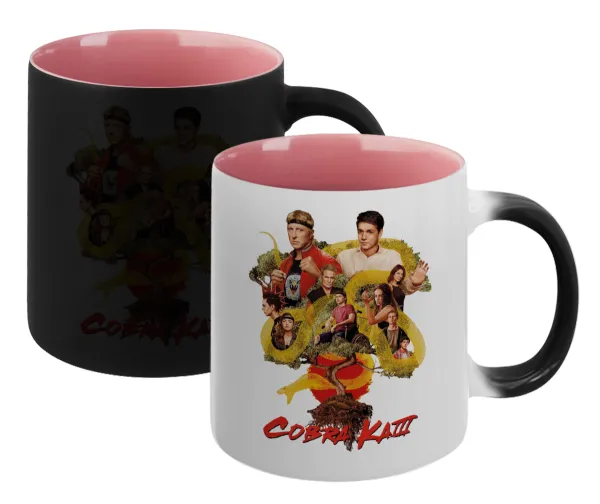 Cobra Kai tree — Magic mug with pink interior, ceramic, 330ml, changes colour with hot drinks