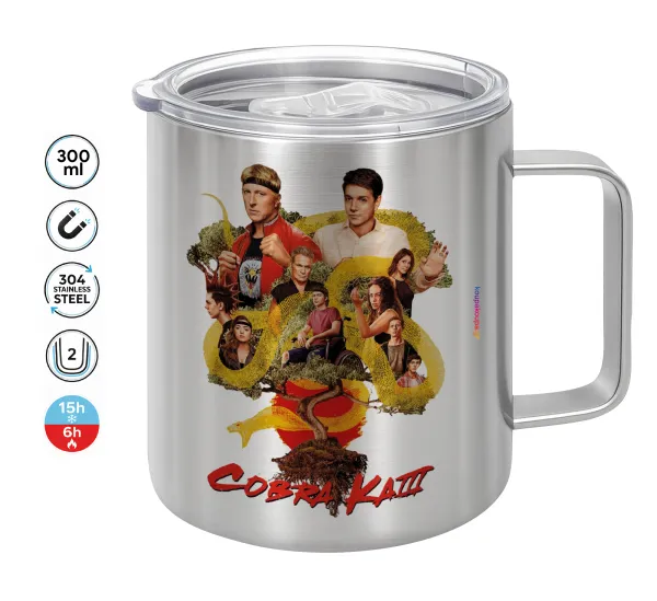 Cobra Kai tree — Double-walled stainless steel mug 300ml with temperature-retaining lid