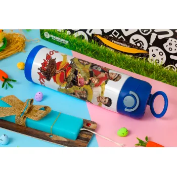 Cobra Kai tree, Easter candle, Childrens hot water bottle, stainless steel, with safety straw, BLUE (500ml)