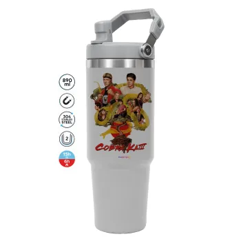 Cobra Kai tree, GREY color, 890ml (30oz) stainless Steel Tumbler with Handle