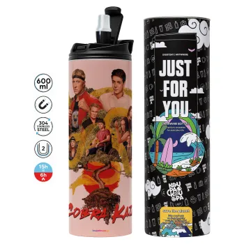 Cobra Kai tree, Tumbler stainless steel PINK 600ml