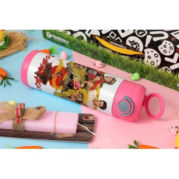 Cobra Kai tree, Easter candle, Childrens hot water bottle, stainless steel, with safety straw, PINK (500ml)