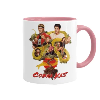Cobra Kai tree, Mug colored pink, ceramic, 330ml