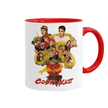 Cobra Kai tree, Κούπα χρωματιστή κόκκινη, κεραμική, 330ml