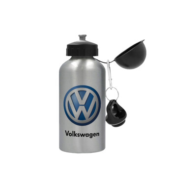 VW Volkswagen, Μεταλλικό παγούρι νερού, Ασημένιο, αλουμινίου 500ml