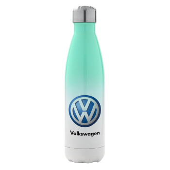 VW Volkswagen, Metal mug thermos Green/White (Stainless steel), double wall, 500ml