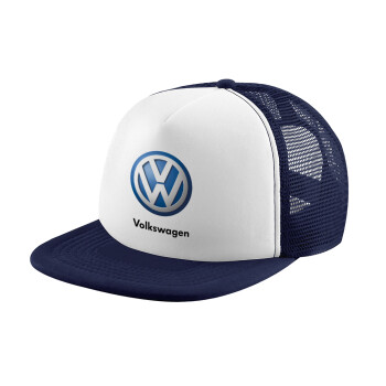 VW Volkswagen, Καπέλο παιδικό Soft Trucker με Δίχτυ ΜΠΛΕ ΣΚΟΥΡΟ/ΛΕΥΚΟ (POLYESTER, ΠΑΙΔΙΚΟ, ONE SIZE)